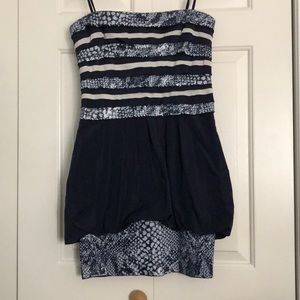 BCBG MAXAZRIA strapless cocktail dress.